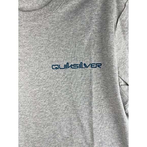 Quiksilver Mens Large T-Shirt Kauai Heather Gray Logo Print Cotton Crew Neck - Picture 8 of 15